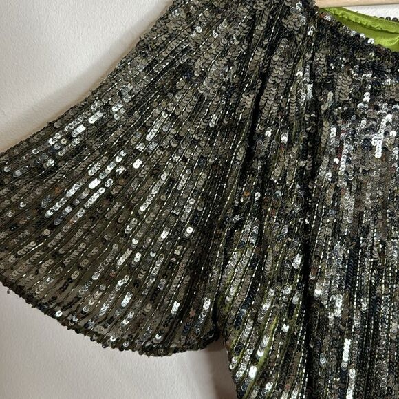 Mac Duggal Sequined High Round Neckline Stunning Dress embellished size 16 - Picture 8 of 14